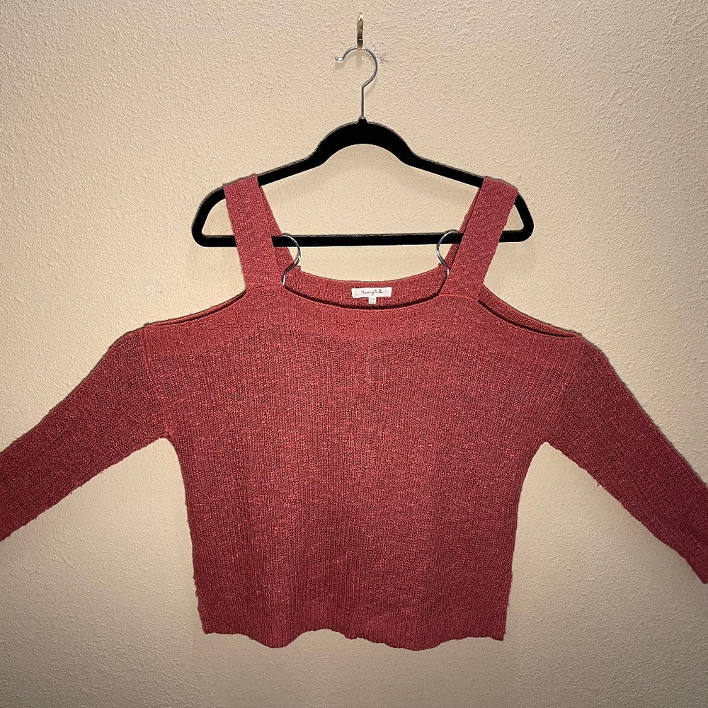 Rose Pink, Cold Shoulder / Peek-a-Boo Shoulder Sweater